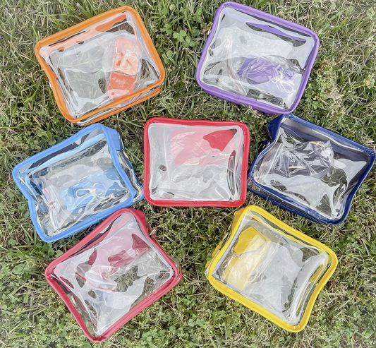 Stadium Bag, Clear Stadium Bag, Clear Concert Purse, Clear Bag with Strap, Varsity Letter Patches, Adhesive Patches