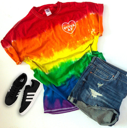 Gay Pride Shirt, Queer AF, LGBTQ Shirt, Rainbow, LGBT Pride, Gay Pride Clothing, Love Wins, Rainbow Pride Shirt, Pride Tie Dye Shirt