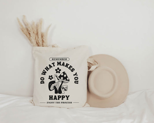 Remember to do what makes you happy, Reusable Tote Bag, Grocery Bag, Happiness, Gift Bag, Gift for Friend, Therapy, Mental Health, Kindness