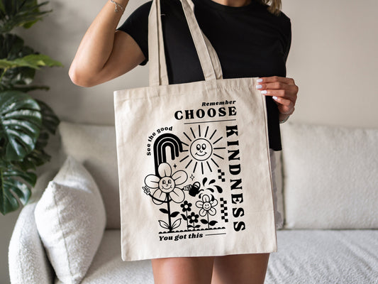 Remember to choose kindness, Reusable Tote Bag, Grocery Bag, Funny Tote Bag, Gift Bag, Gift for Friend, Therapy, Mental Health, Kindness